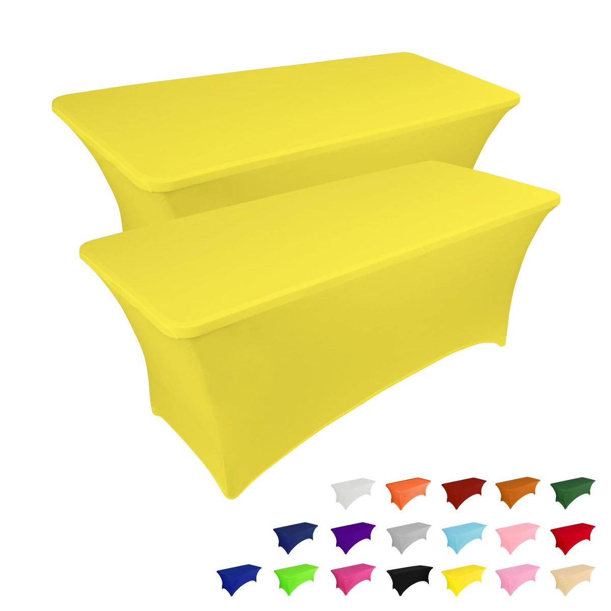 IVAPUPU 2 Pack 6FT Black Table Cloth for Rectangular Spandex Table Cover