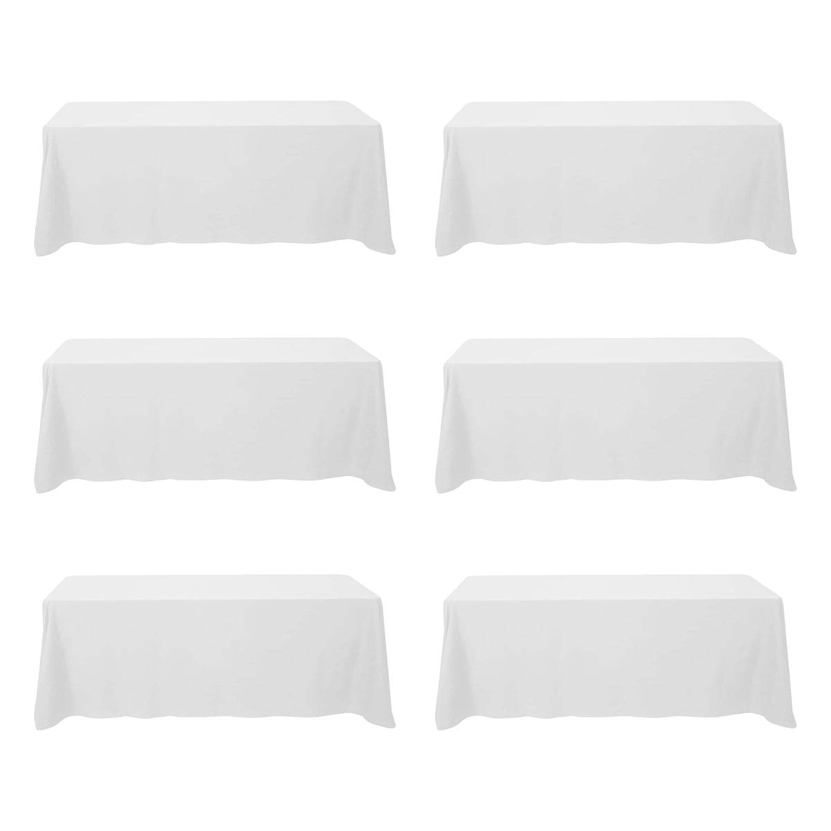BRILLMAX 6 Pack White Tablecloths 60x126 Inch for 8ft Rectangle Tables