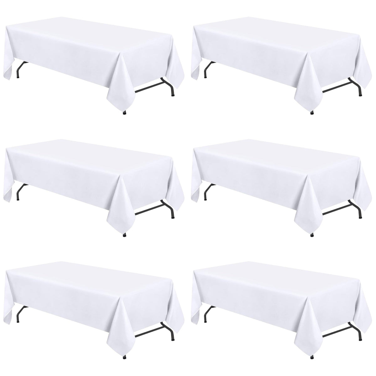 WEALUXE White Table Cloths for 8 Foot Rectangle Tables, 2-Pack, 60x126 inches, Water, Stain and Wrinkle Resistant, 200 GSM Washable Poly Fabric Tablecloths Rectangular, Elegant and Durable