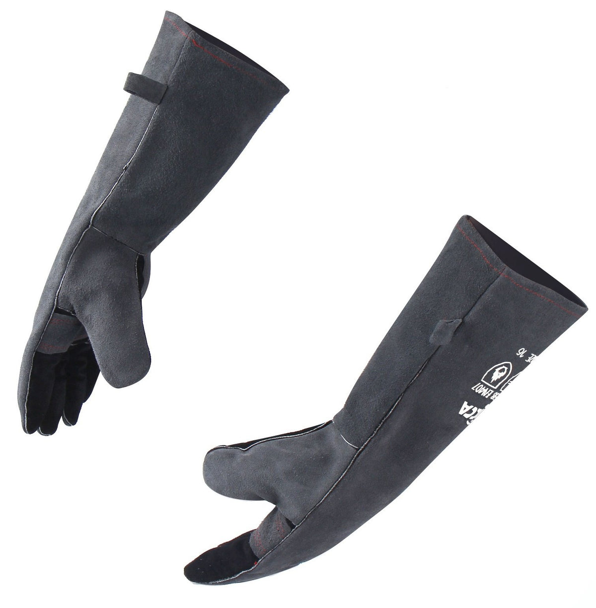 RAPICCA Fireplace Fire Pit Gloves, 932°F Fireproof Leather, 16in Dark Grey