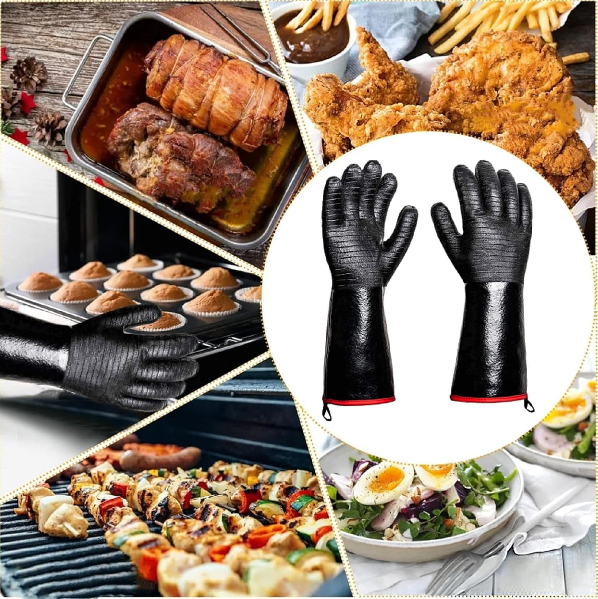 BBQ Grilling Gloves, 1472°F Thicken Thermal Gloves w/S-Hook