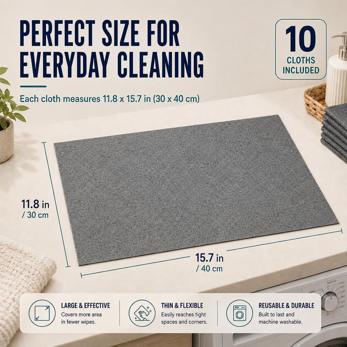 10Pcs Magic Cleaning Cloth, Streak-Free in One Wipe with Water Only(XXL)