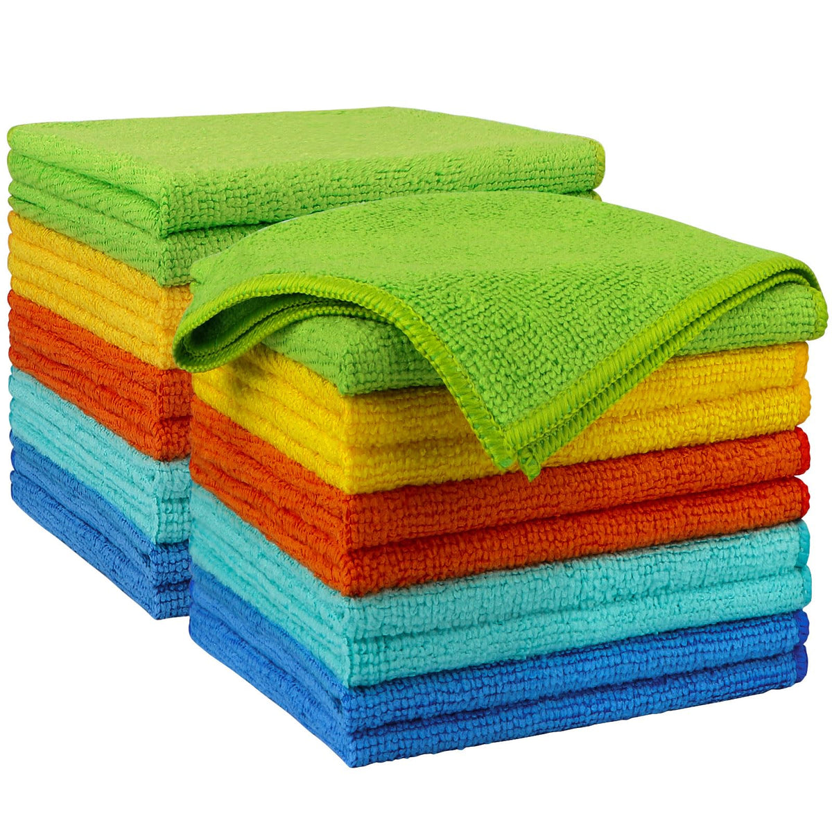 AIDEA Microfiber Cleaning Cloth Blue-50PK,Microfiber Towels for Cars 12×12"