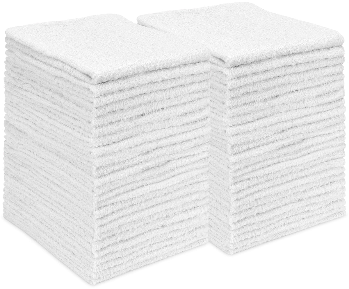 S&T INC. Cotton Terry Cleaning Towels, 24 Pack, 14" x 17", White