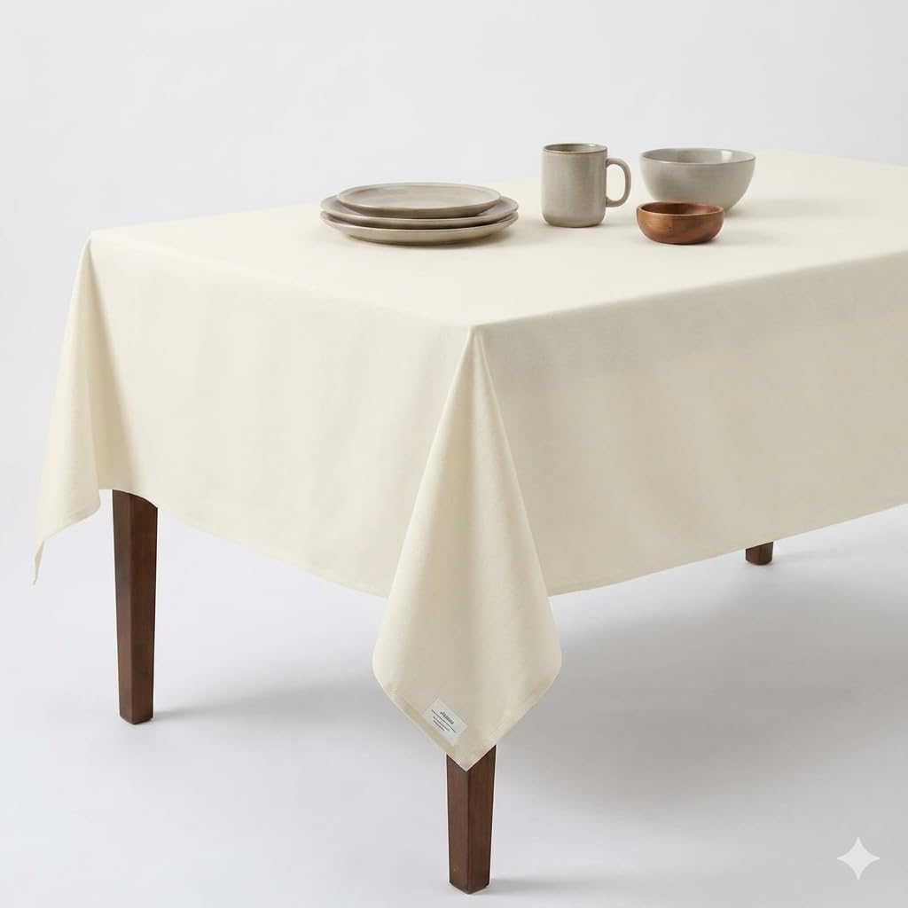 Urban Villa Tabletop Cover Kitchen Dining Tablecloth 100% Cotton Holiday Celebrations Wedding Dinner Parties White Rectangle 60X120 Inches 10-12 Seats Table Cloth