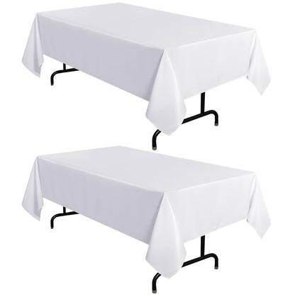 sancua 2 Pack White Table Cloth 60x102 Inch for 6 Feet Rectangle Tables