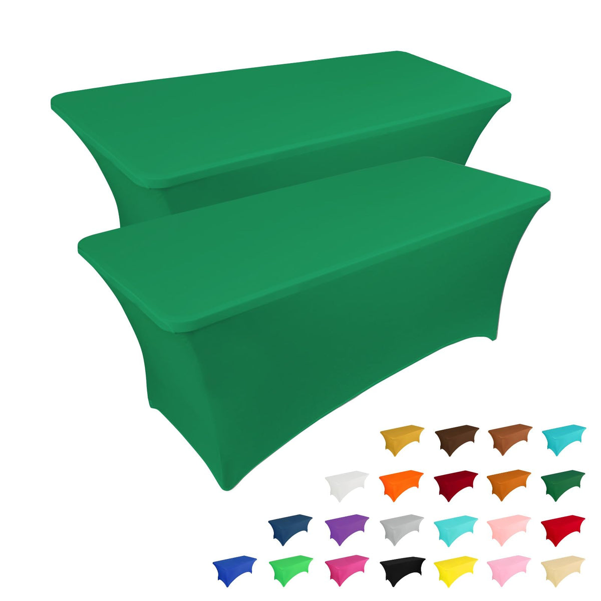 IVAPUPU 2 Pack 6FT Black Table Cloth for Rectangular Spandex Table Cover