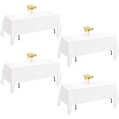 4 Pack Rectangle Tablecloth 60x102 Inch Black Washable Polyester Table Cover for Wedding Dining Table Buffet Parties Banquet Decoration（Black）