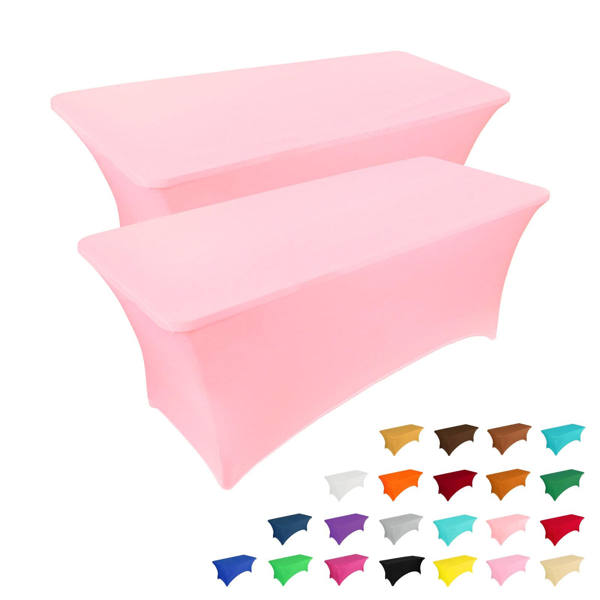 IVAPUPU 2 Pack 6FT Black Table Cloth for Rectangular Spandex Table Cover