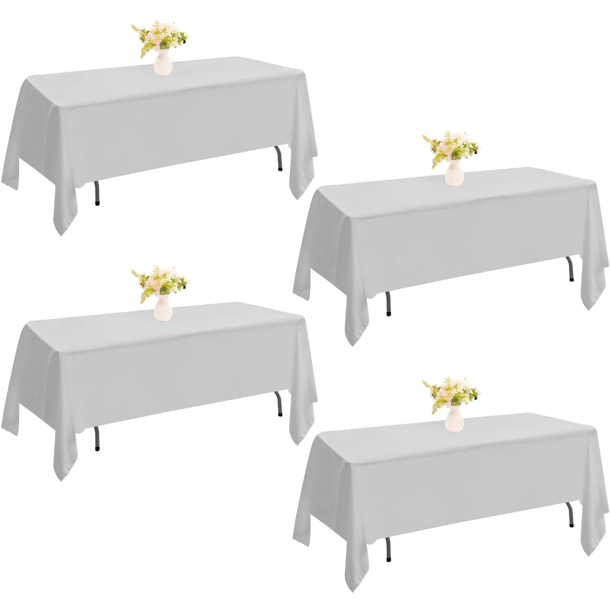 4 Pack Rectangle Tablecloth 60x102 Inch Black Washable Polyester Table Cover for Wedding Dining Table Buffet Parties Banquet Decoration（Black）