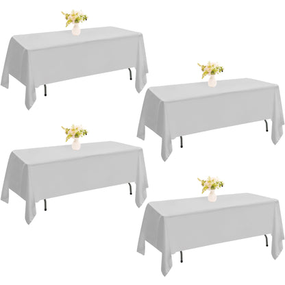 4 Pack Rectangle Tablecloth 60x102 Inch Black Washable Polyester Table Cover for Wedding Dining Table Buffet Parties Banquet Decoration（Black）