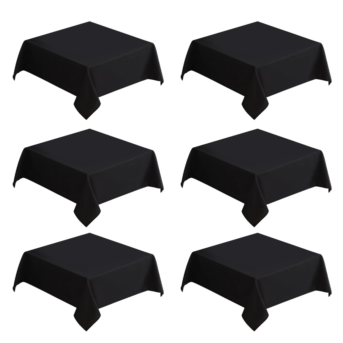VidaFete Classic Series 10 Pack 90 * 132inch Black Rectangle Tablecloth