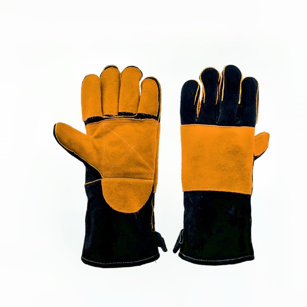 Welding Gloves, 16 Inches Heat Resistant Leather Welding Gloves for Men, Idea for Mig Tig Grill Stick
