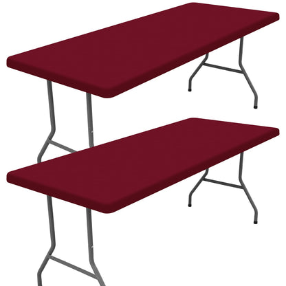 Moosfor 2 Pack Rectangle Spandex Fitted Table Cloth, 6FT Elastic Tablecloth