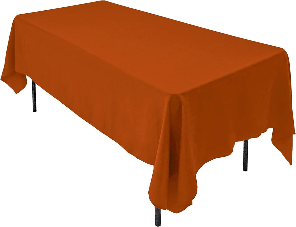 AK TRADING CO. 60 x 102-Inch Rectangular Polyester Tablecloth - Made in USA - Wrinkle-Resistant, Flame Retardant, Durable Party Table Cover, Banquet Tablecloth, Wedding Table Cover - Orange