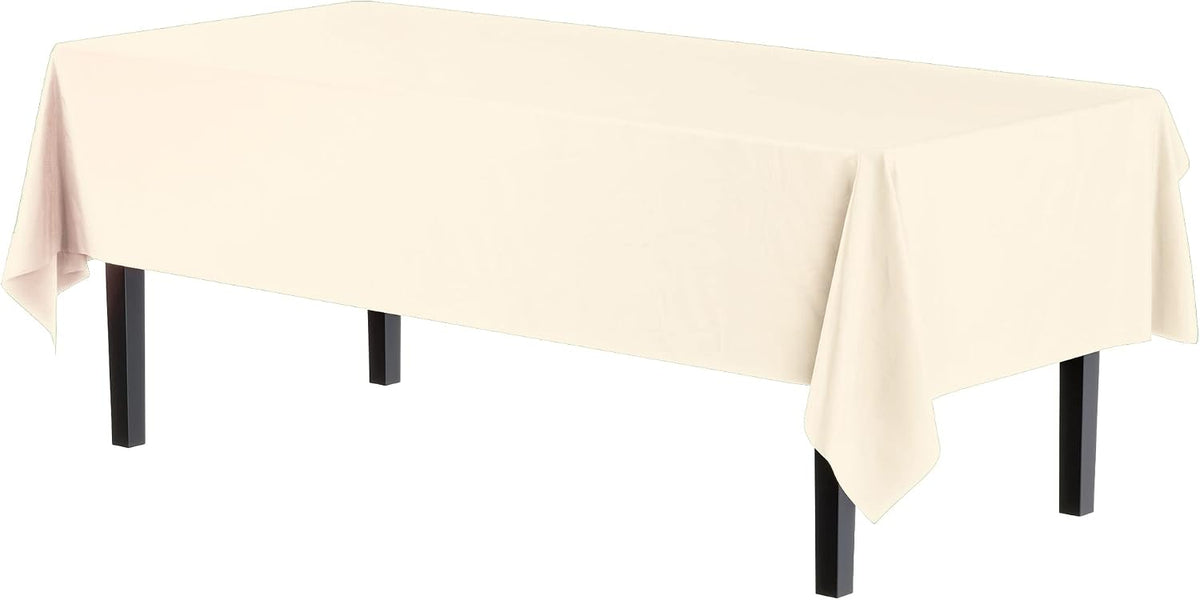 Exquisite Ivory Plastic Table Cloth Disposable 12 Pack, 54 x 108 Inch