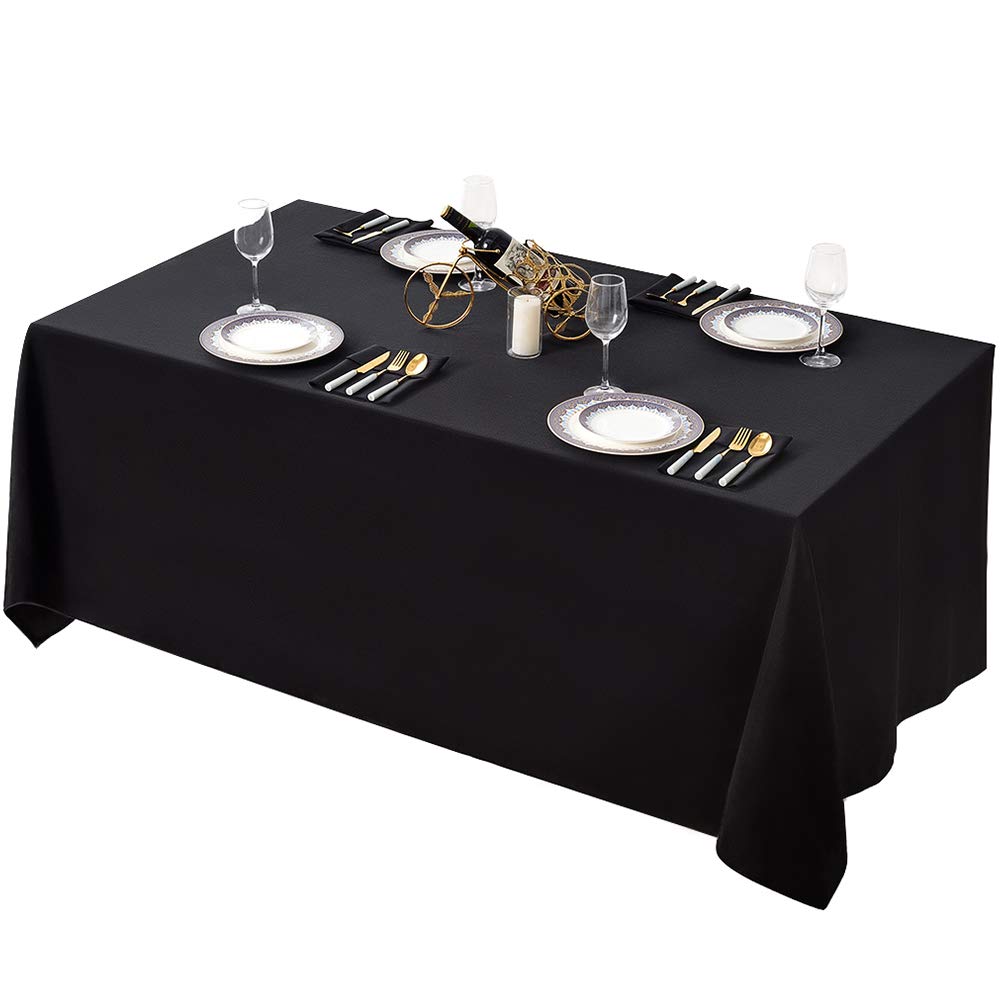 Surmente 90x156 Inch Black Tablecloth for 8 Foot Rectangle Tables