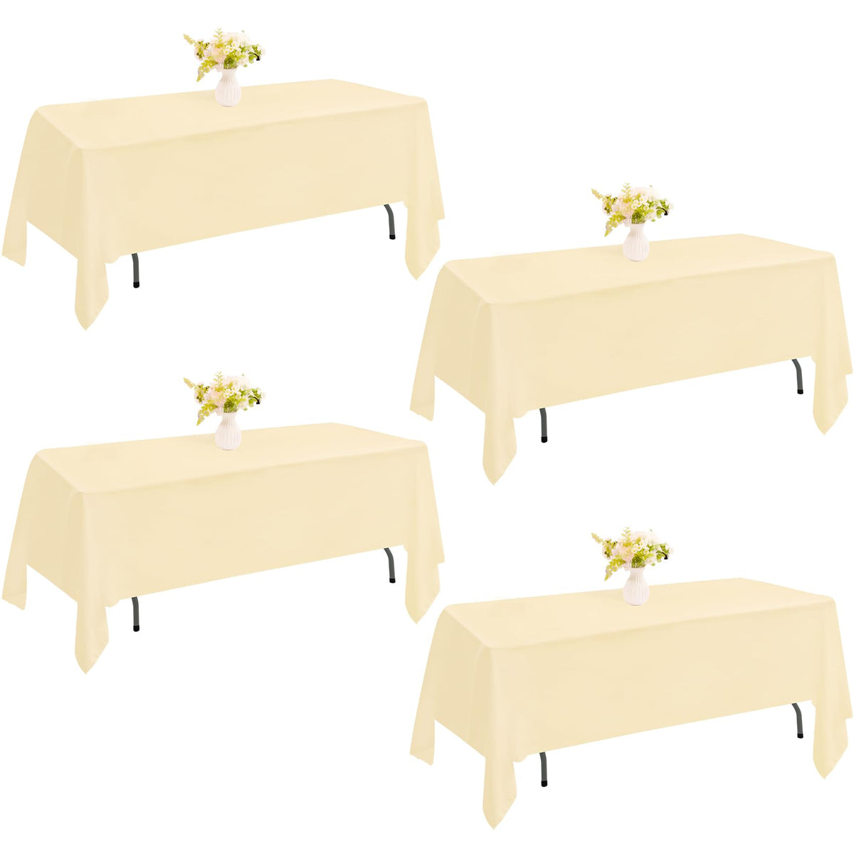 4 Pack Rectangle Tablecloth 60x102 Inch Black Washable Polyester Table Cover for Wedding Dining Table Buffet Parties Banquet Decoration（Black）