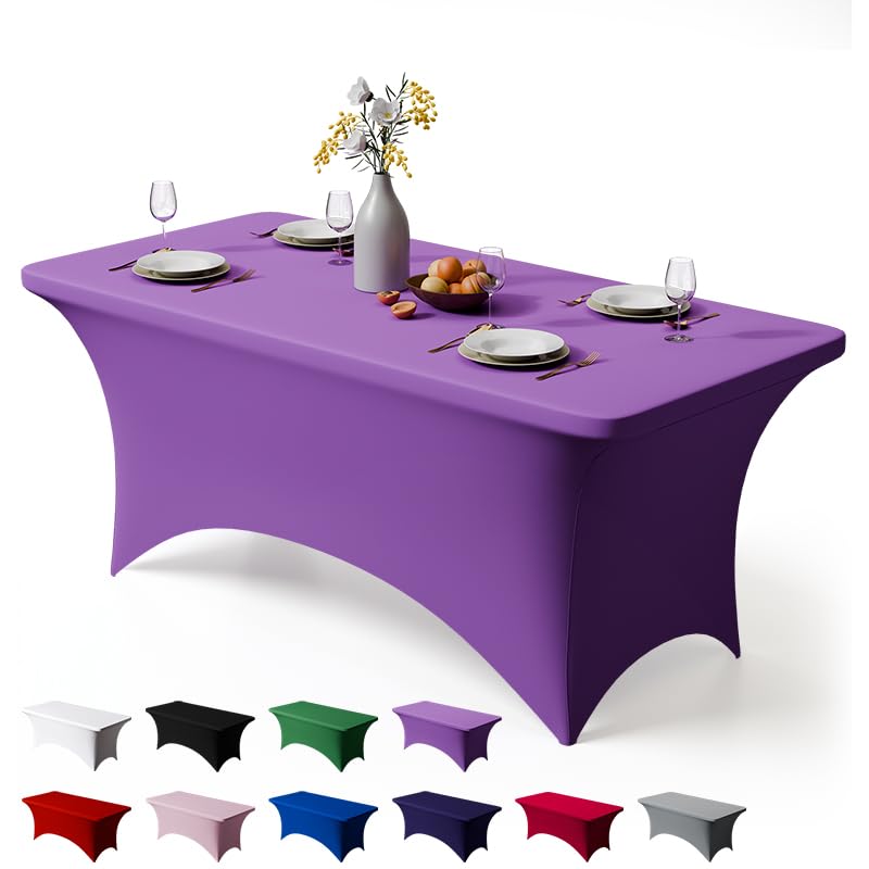 Trlyc 2 Pack 6FT Black Spandex Table Cloth 72 x 30 Inch