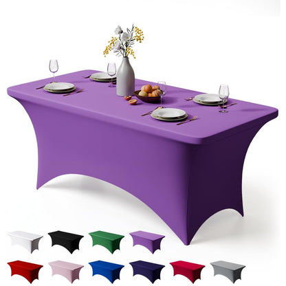 Trlyc 2 Pack 6FT Black Spandex Table Cloth 72 x 30 Inch