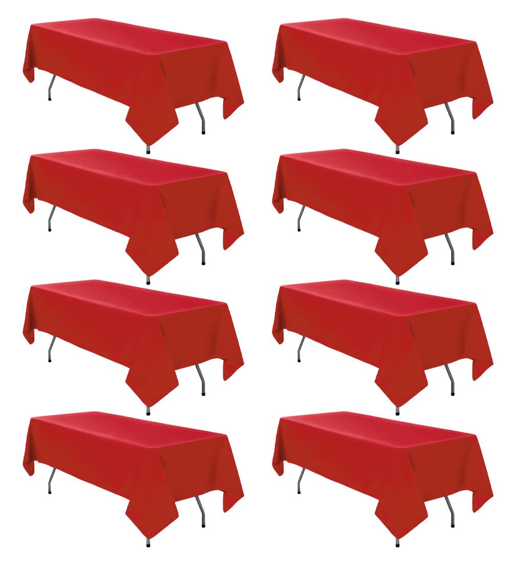 8 Pack White Rectangle Table Cloth 60 x 102 Inch For 6 Foot Tables