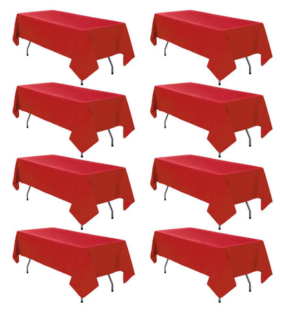 8 Pack White Rectangle Table Cloth 60 x 102 Inch For 6 Foot Tables