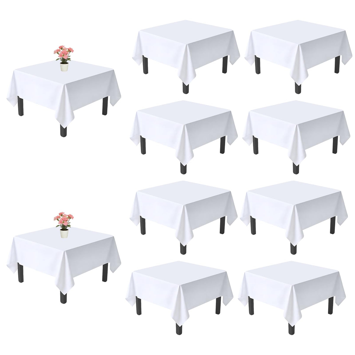 10 Pack Black Tablecloths 60 x 102 Inch for 6 Foot Rectangle Tables