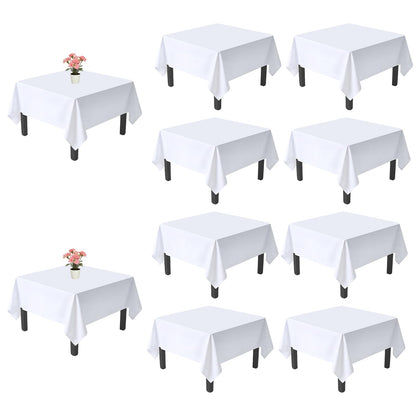 10 Pack Black Tablecloths 60 x 102 Inch for 6 Foot Rectangle Tables
