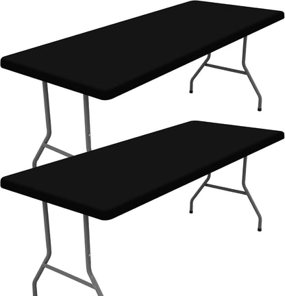 Moosfor 2 Pack Rectangle Spandex Fitted Table Cloth, 6FT Elastic Tablecloth