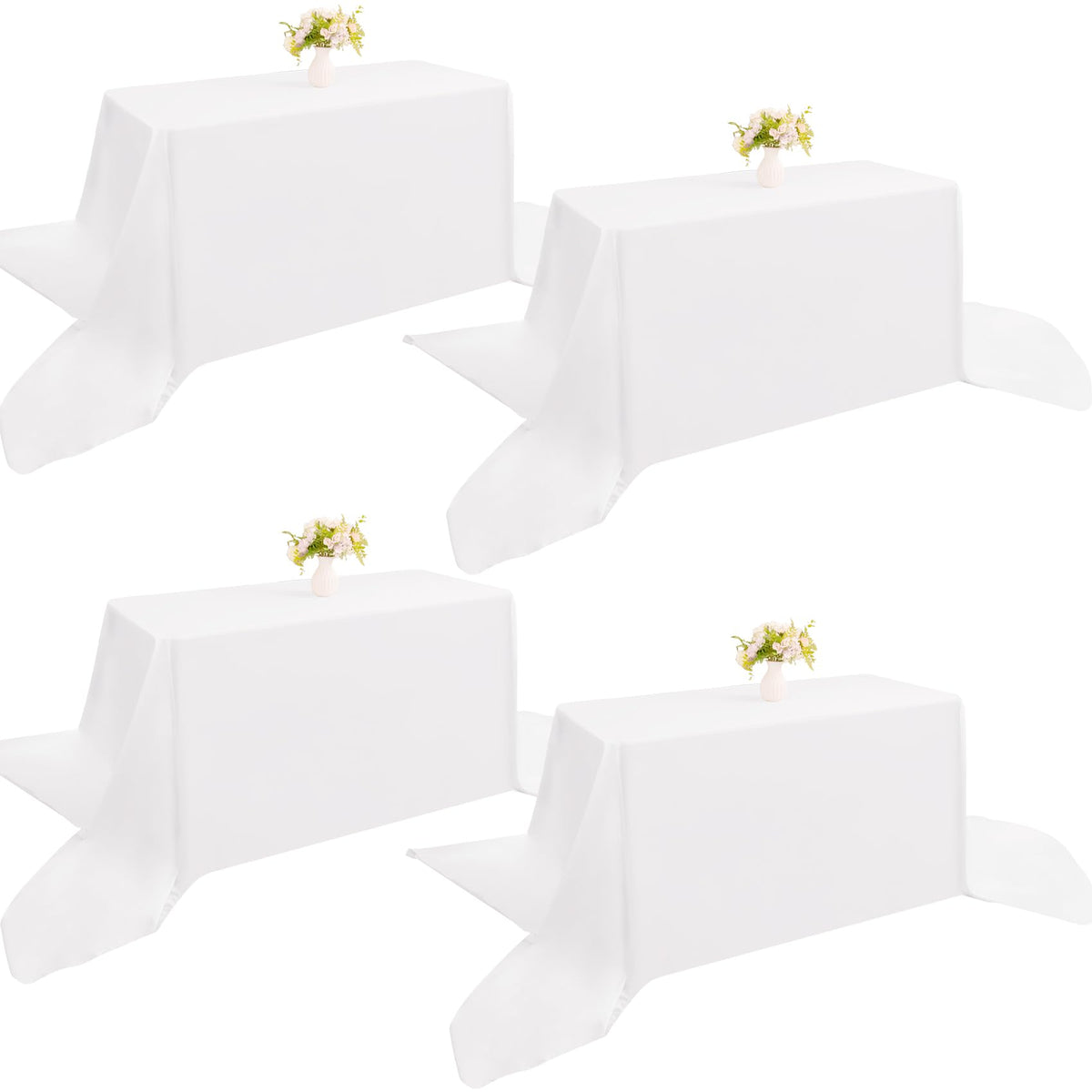 4 Pack Rectangle Tablecloth 60x102 Inch Black Washable Polyester Table Cover for Wedding Dining Table Buffet Parties Banquet Decoration（Black）