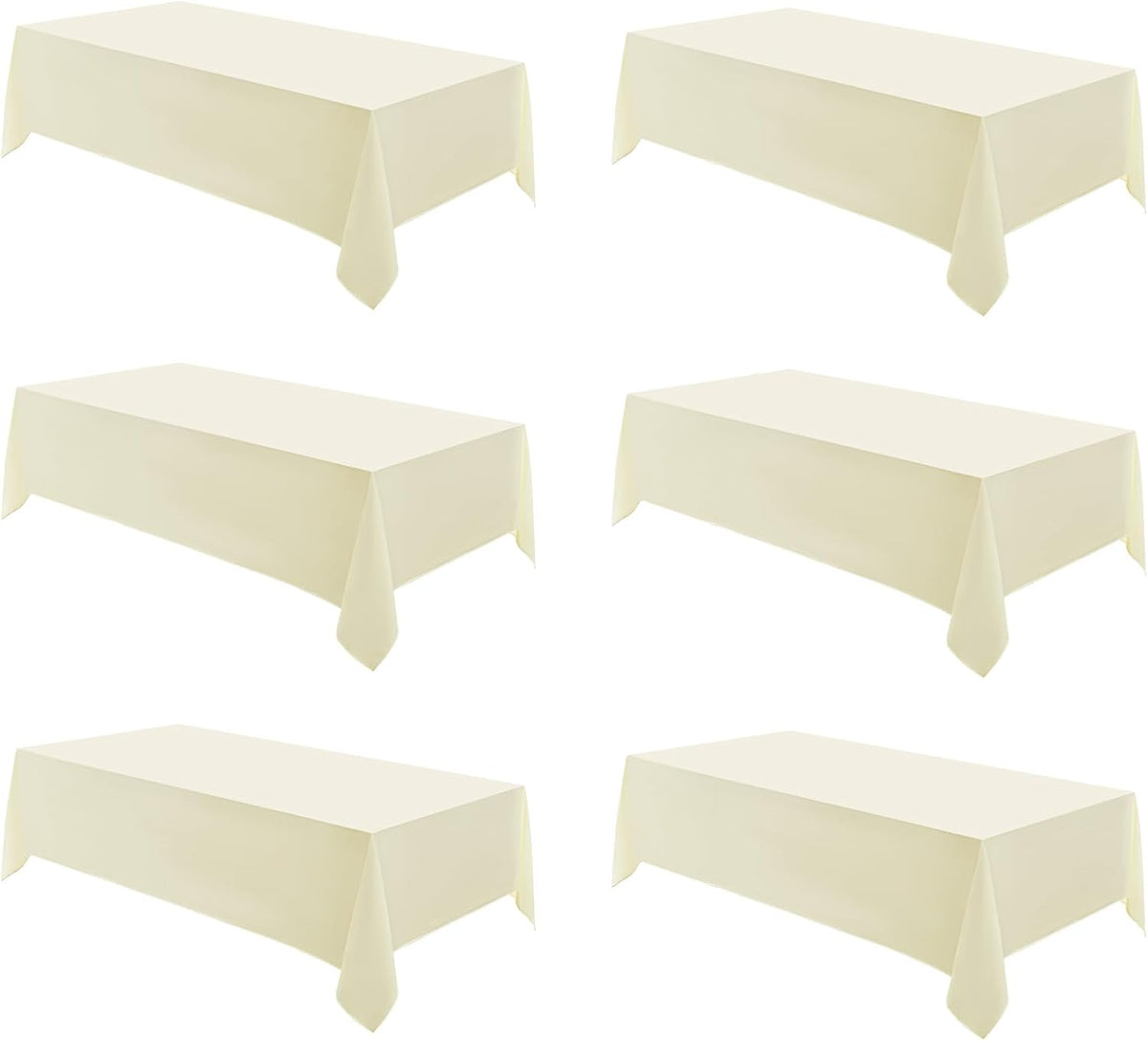 6 Pack Ivory Rectangle Tablecloths 60x120 Inch for 8ft Tables