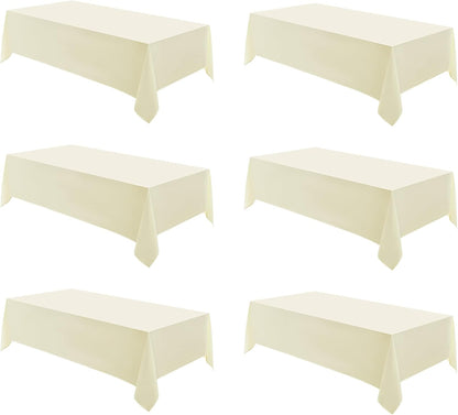 6 Pack Ivory Rectangle Tablecloths 60x120 Inch for 8ft Tables