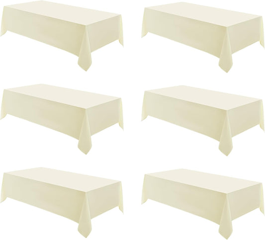 6 Pack Ivory Rectangle Tablecloths 60x120 Inch for 8ft Tables