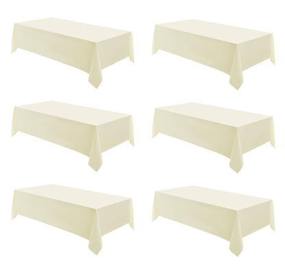 6 Pack Ivory Rectangle Tablecloths 60x120 Inch for 8ft Tables