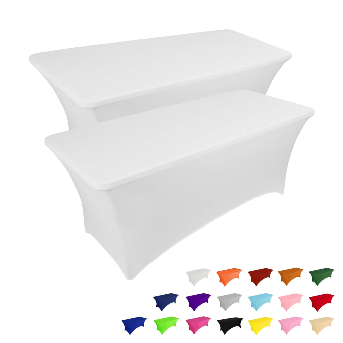 IVAPUPU 2 Pack 6FT Black Table Cloth for Rectangular Spandex Table Cover