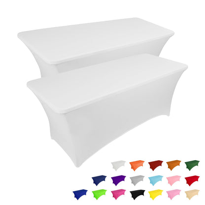 IVAPUPU 2 Pack 6FT Black Table Cloth for Rectangular Spandex Table Cover