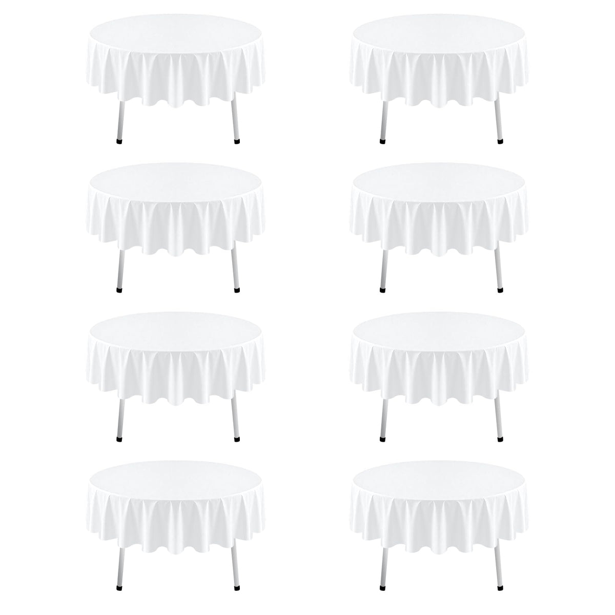8 Pack White Rectangle Table Cloth 60 x 102 Inch For 6 Foot Tables