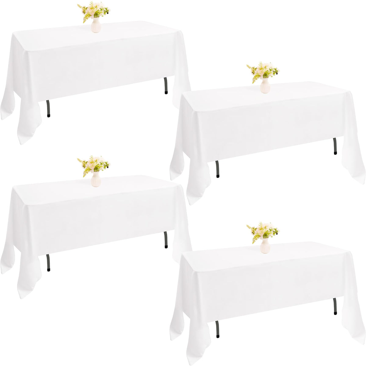 4 Pack Rectangle Tablecloth 60x102 Inch Black Washable Polyester Table Cover for Wedding Dining Table Buffet Parties Banquet Decoration（Black）