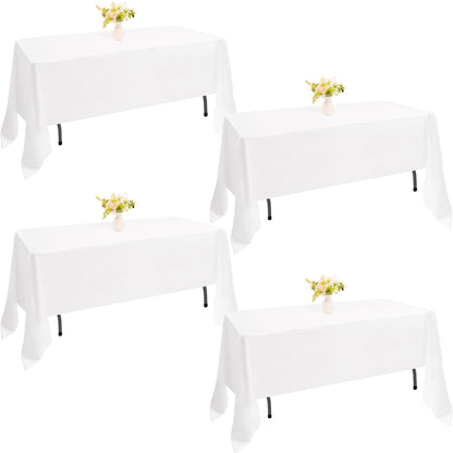 4 Pack Rectangle Tablecloth 60x102 Inch Black Washable Polyester Table Cover for Wedding Dining Table Buffet Parties Banquet Decoration（Black）