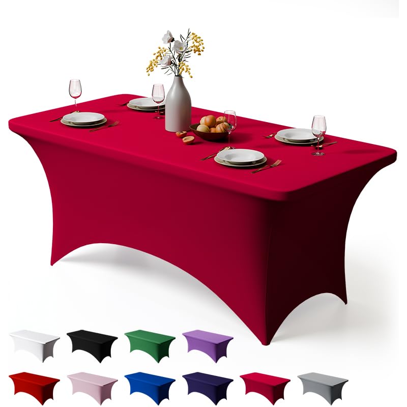 Trlyc 2 Pack 6FT Black Spandex Table Cloth 72 x 30 Inch