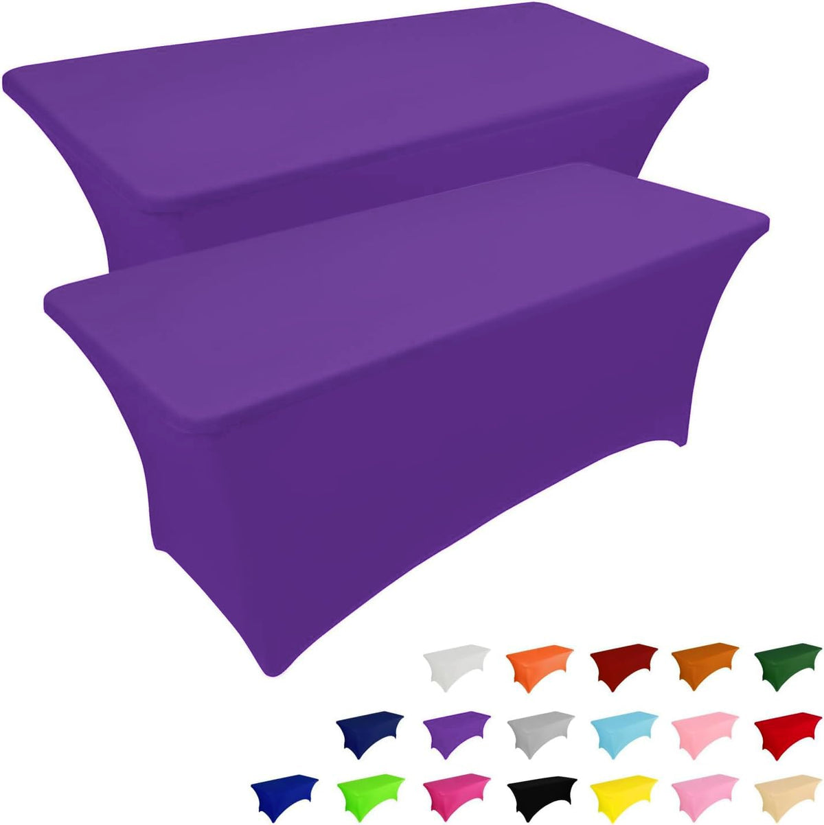 IVAPUPU 2 Pack 6FT Black Table Cloth for Rectangular Spandex Table Cover