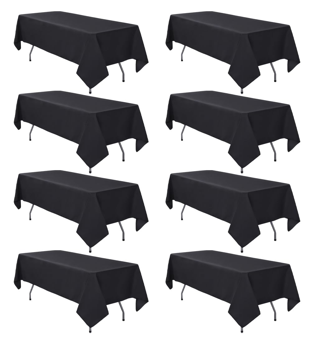 8 Pack White Rectangle Table Cloth 60 x 102 Inch For 6 Foot Tables
