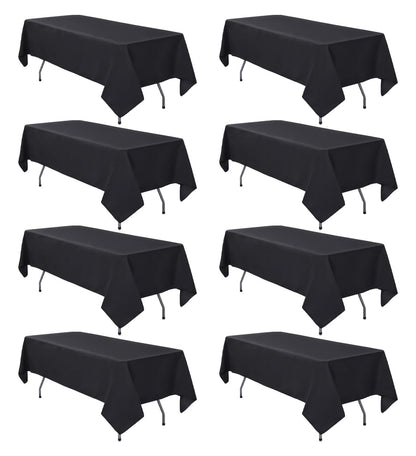 8 Pack White Rectangle Table Cloth 60 x 102 Inch For 6 Foot Tables