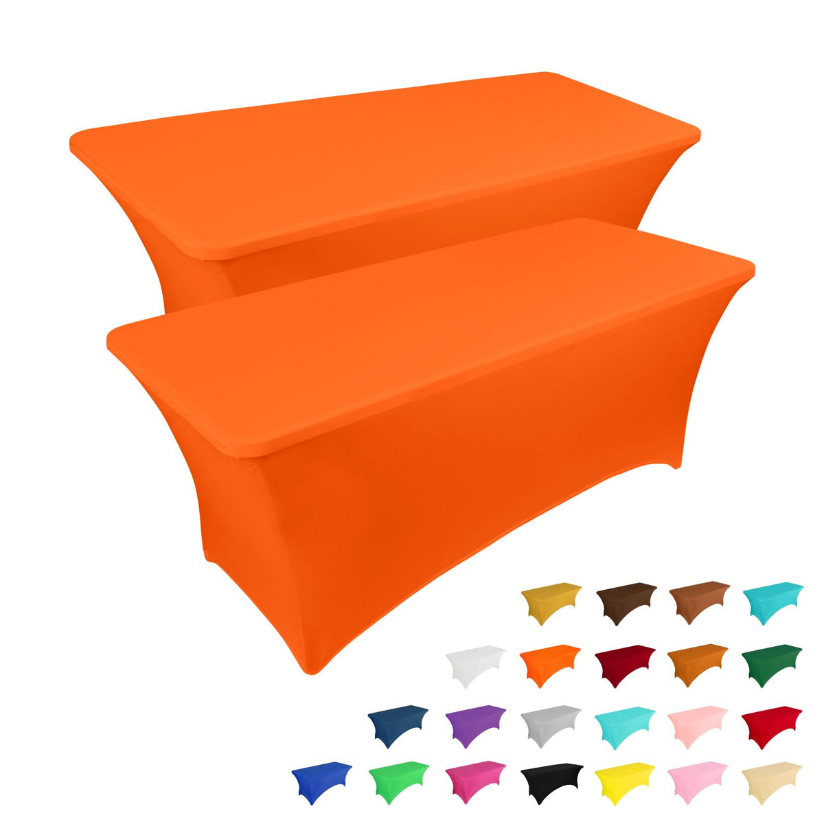 IVAPUPU 2 Pack 6FT Black Table Cloth for Rectangular Spandex Table Cover