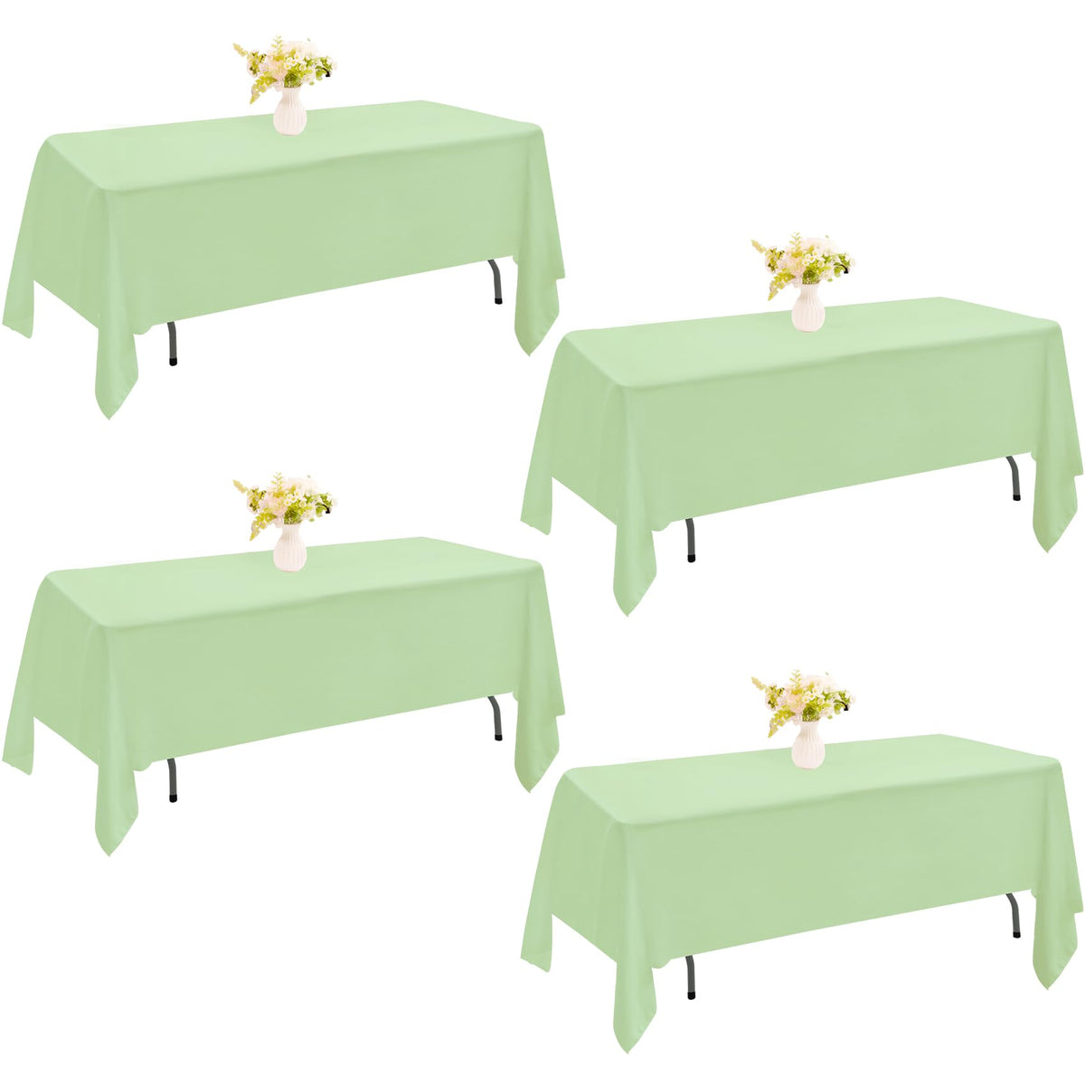 4 Pack Rectangle Tablecloth 60x102 Inch Black Washable Polyester Table Cover for Wedding Dining Table Buffet Parties Banquet Decoration（Black）