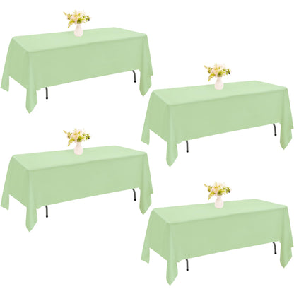 4 Pack Rectangle Tablecloth 60x102 Inch Black Washable Polyester Table Cover for Wedding Dining Table Buffet Parties Banquet Decoration（Black）