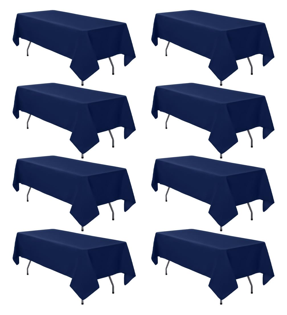 8 Pack White Rectangle Table Cloth 60 x 102 Inch For 6 Foot Tables