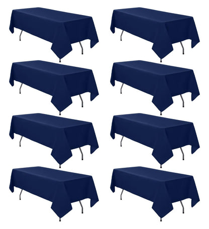 8 Pack White Rectangle Table Cloth 60 x 102 Inch For 6 Foot Tables