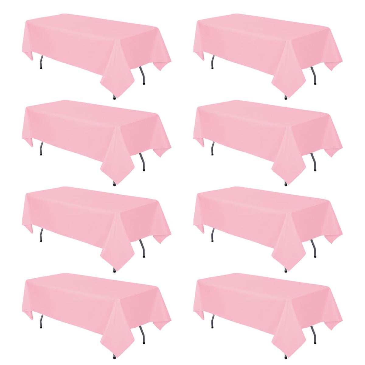 8 Pack White Rectangle Table Cloth 60 x 102 Inch For 6 Foot Tables