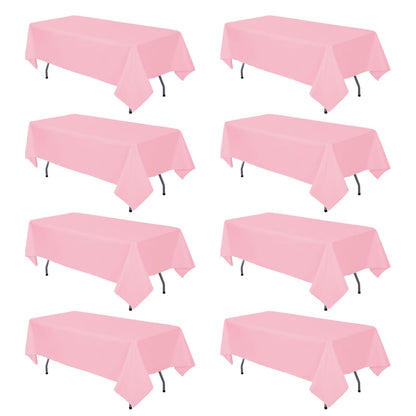 8 Pack White Rectangle Table Cloth 60 x 102 Inch For 6 Foot Tables